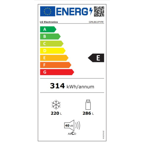 LG GML861PYPE side by side hűtőszekrény,Lineáris Inverter Kompresszor, hamvas matt ezüst szín,178.7x73x83.5cm