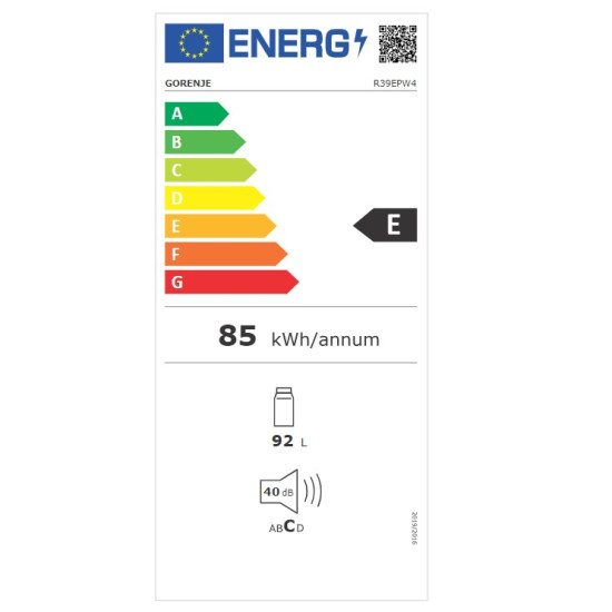 Gorenje R39EPW4 egyajtós hűtőszekrény,92L