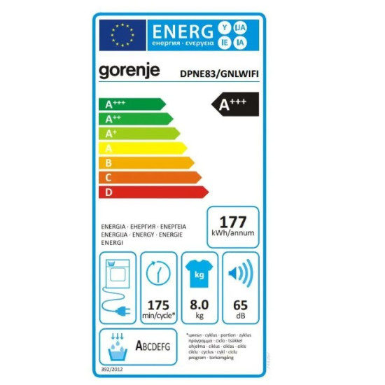 Gorenje DPNE83/GNLWIFI hőszivattyús szárítógép,8kg