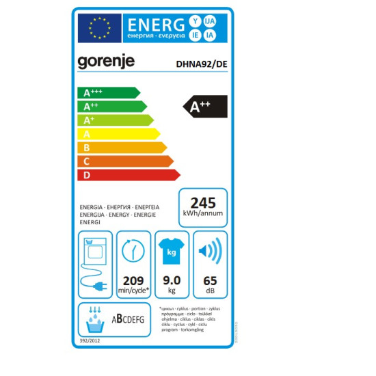 Gorenje DHNA92 hőszivattyús szárítógép,9kg