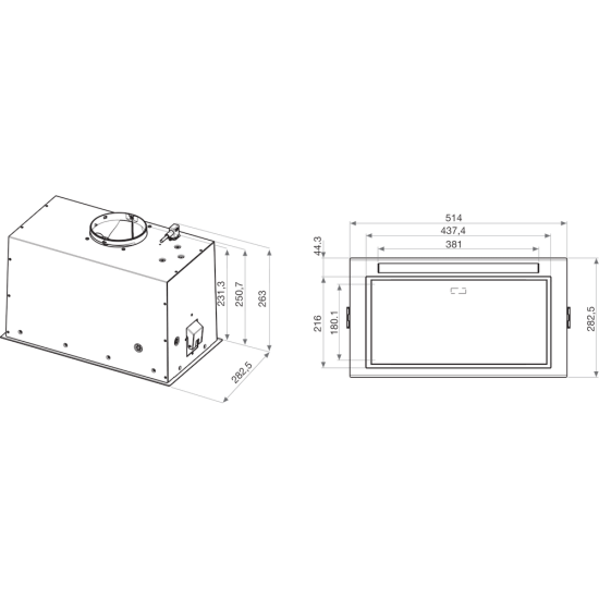 Whirlpool WCTH 63F LEB X felső szekrénybe építhető konyhai elszívó,51.4cm széles,inox