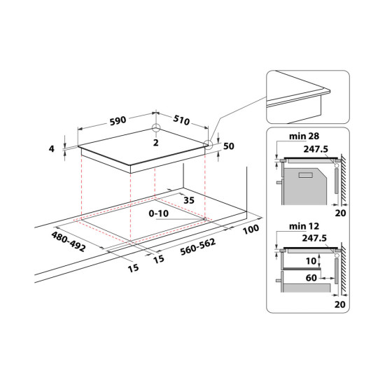 Whirlpool WL S5360 BF/W beépíthető indukciós kerámia főzőlap,fehér 