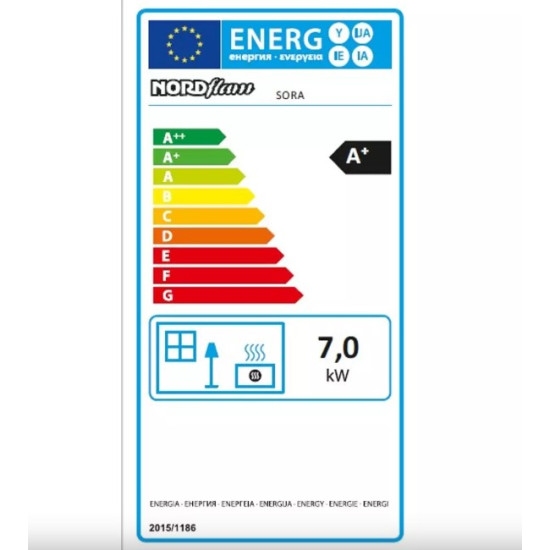 Nordflam Sora öntvény kandalló,7kW, külső égési levegő csatlakozással