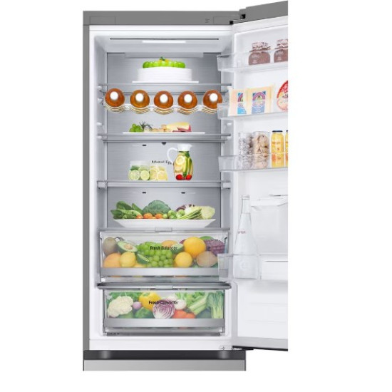 LG GBF7272DPY alulfagyasztós kombinált hűtőszekrény, 276/110L, Smart Inverter Kompresszor, WIFI, 59.5x68.2x203 cm, hamvas matt ezüst szín 