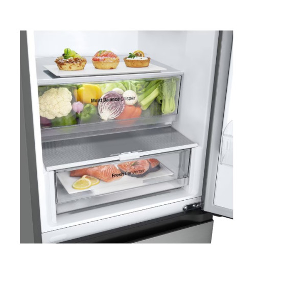 LG GBV3200CPY alulfagyasztós kombinált hűtőszekrény, 277/110L, Smart Inverter Kompresszor, hamvas matt ezüst, 59.5x67.5x203 cm 