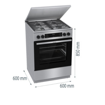 Gorenje GKS6C71XF kombinált tűzhely, 71L, fém dísztető, 60x60x85 cm, inox 