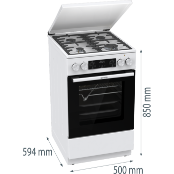 Gorenje GKS5C72WF kombinált tűzhely, 70L, fém dísztető, 50x59.4x85 cm 