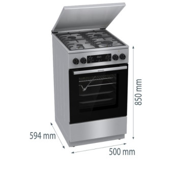 Gorenje GKS5C71XF kombinált tűzhely, 70L, fém dísztető, 50x59.4x85 cm, inox 