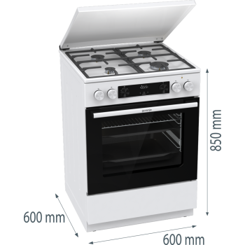 Gorenje GKS6C71WF kombinált tűzhely, 71L, fém dísztető, 60x60x85 cm 