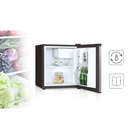 MPM MPM-46-CJ-02/E fekete mini hűtőszekrény 41 liter 0 C° fokos tároló rekesszel, 44x47x51 cm 