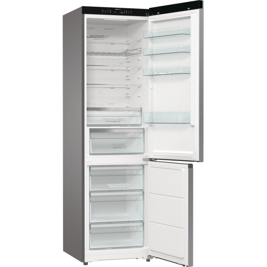 Gorenje NRB620C6X4WFE No Frost Plus alulfagyasztós kombinált hűtőszekrény, inverteres kompresszor, WIFI, 283/130L, 59.5x65.8x203 cm, inox 