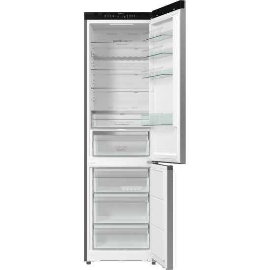 Gorenje NRB620C6X4WFE No Frost Plus alulfagyasztós kombinált hűtőszekrény, inverteres kompresszor, WIFI, 283/130L, 59.5x65.8x203 cm, inox 