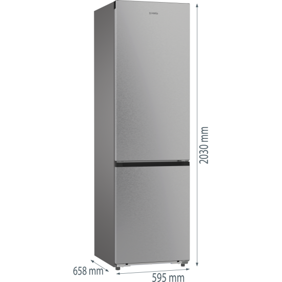 Gorenje NRB620C6X4WFE No Frost Plus alulfagyasztós kombinált hűtőszekrény, inverteres kompresszor, WIFI, 283/130L, 59.5x65.8x203 cm, inox 