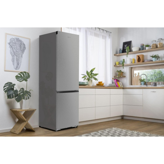 Gorenje NRB620C6X4WFE No Frost Plus alulfagyasztós kombinált hűtőszekrény, inverteres kompresszor, WIFI, 283/130L, 59.5x65.8x203 cm, inox 