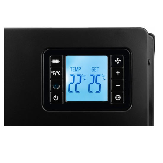 ECG TK 2080 DR Black LCD kijelzős távvezérlős szabadon álló meleg levegős konvektor ventilátorral 750/1250/2000 W