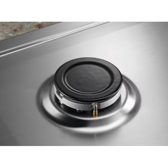 Electrolux KGS6424SX beépíthető gáz főzőlap, inox, 2 matt fekete zománcozott tartórács