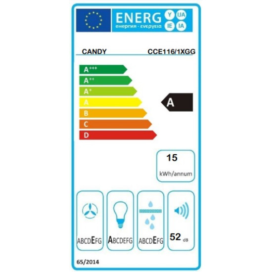 Candy CCE116/1XGG falra szerelhető kürtös konyhai elszívó,inox,60x45x83.6cm