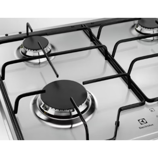 Electrolux KGS6424SX beépíthető gáz főzőlap, inox, 2 matt fekete zománcozott tartórács