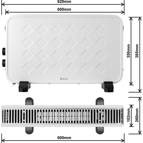 ECG TK-2070 White meleg levegős konvektor,fehér