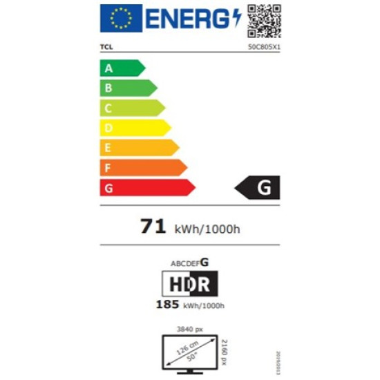 TCL 50C805 UHD MINILED QLED Google Smart TV,50",127cm 