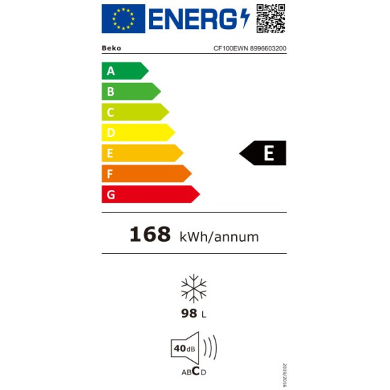 Beko CF100EWN fagyasztóláda,98L,54.5x54.5x84.5cm