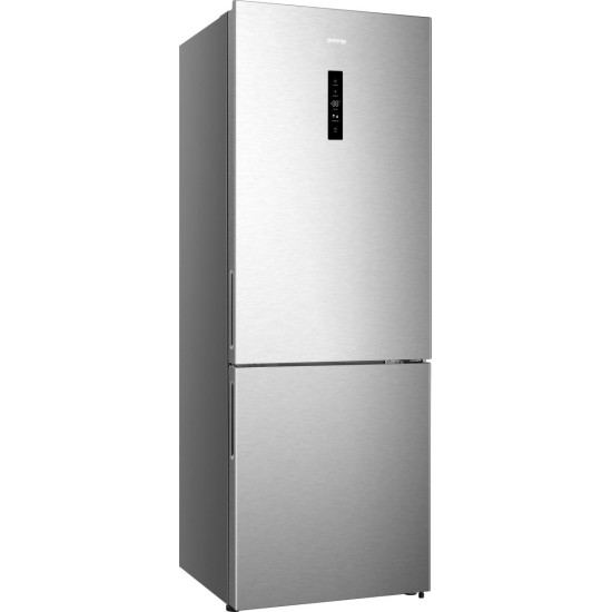 Gorenje NRK720EAXL4 No Frost Plus alulfagyasztós kombinált hűtőszekrény, inverteres kompresszor, 345/150L, szürke, 70.4x69.4x200 cm