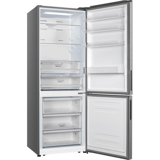 Gorenje NRK720EAXL4 No Frost Plus alulfagyasztós kombinált hűtőszekrény, inverteres kompresszor, 345/150L, szürke, 70.4x69.4x200 cm