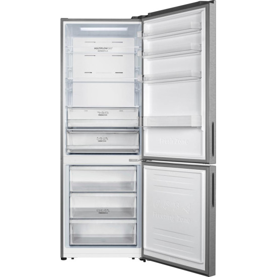 Gorenje NRK720EAXL4 No Frost Plus alulfagyasztós kombinált hűtőszekrény, inverteres kompresszor, 345/150L, szürke, 70.4x69.4x200 cm