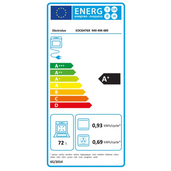 Electrolux EOC6H76X beépíthető hőlégkeveréses sütő, 72L, 59.6x56.9x59.4 cm, inox 