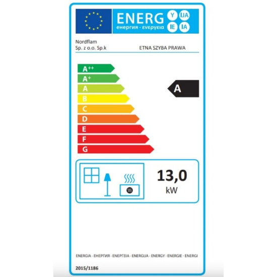 Nordflam Etna ECO beépíthető öntvény kandallóbetét jobb oldali üveggel 13kW 