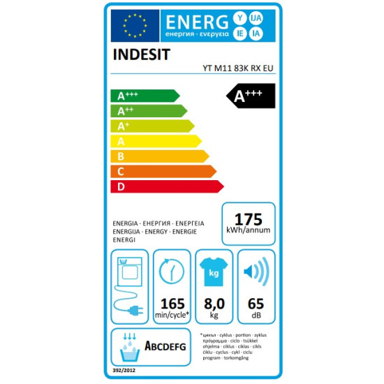 Indesit YT M11 83K RX EU hőszivattyús szárítógép, 8kg, inverter motor, 59.5x64.9x84.9cm, YTM1183KRXEU