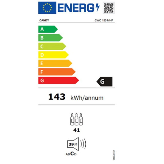 Candy CWC 150 MHF borhűtő,41 palackos,Wifi,fekete,54.5x49x84.5cm 