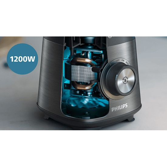 Philips HR3040/00 turmixgép, 1200W, 1.5L, üveg kehely, fekete