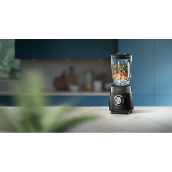 Philips HR3030/00 turmixgép, 1200W, 2L, üveg kehely, fekete 