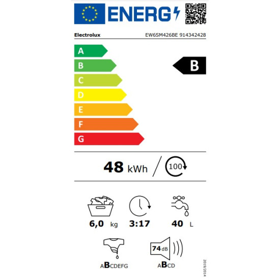 Electrolux EW6SM426BE keskeny elöltöltős mosógép, ökoinverter motor, 6kg, 59.5x41.1x84.3 cm 