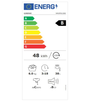 Gorenje WNGPI61SBS elöltöltős mosógép, 6kg, inverter motor, gőz, 60x43.5x85 cm 
