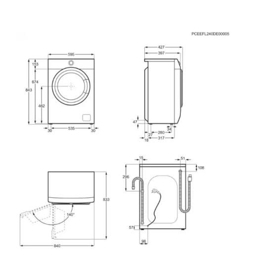 Electrolux EW6SM426BE keskeny elöltöltős mosógép, ökoinverter motor, 6kg, 59.5x41.1x84.3 cm 