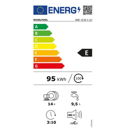 Whirlpool WBC 3C26 X beépíthető mosogatógép
