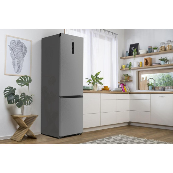 Gorenje NRB620C61X4WFE No Frost Plus alulfagyasztós kombinált hűtőszekrény, 283/130L, WIFI, inverteres kompresszor, 59.5x65.8x203 cm, inox 