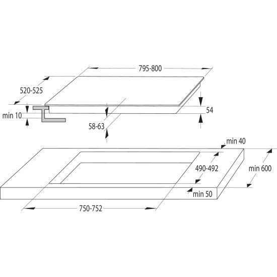 Gorenje GI821FM 79.5cm beépíthető indukciós főzőlap, Bridge összekapcsolható főzőzónával fekete 79.5x52x5.4 cm BigZone 23 cm Tökéletes megoldás a legnagyobb serpenyőkhöz 