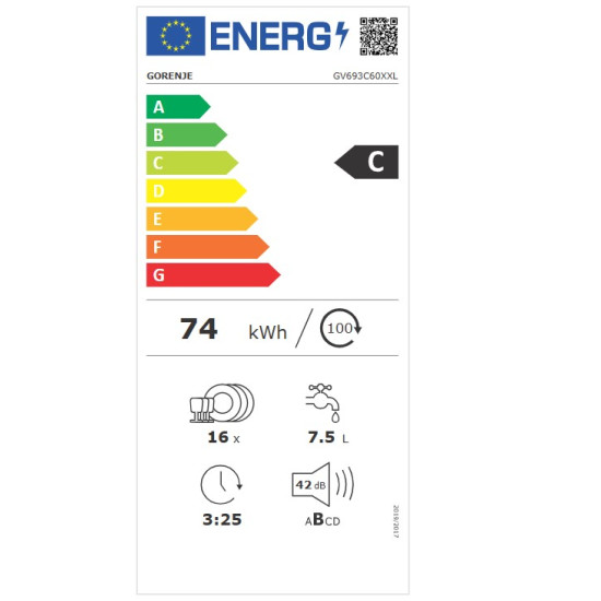 Gorenje GV693C60XXL teljesen beépíthető mosogatógép 60cm, inverteres motor, 16 teríték, 3 kosár, WIFI, automatikus ajtónyitás 