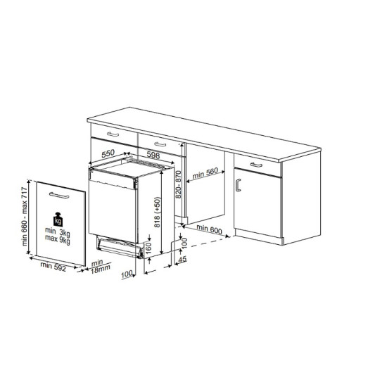 Beko BDIN38643C teljesen beépíthető mosogatógép,16 teríték, 3 kosár, automatikus ajtónyitás, 59.8x55x81.8 cm 