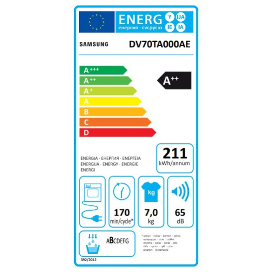 Samsung DV70TA000AE/LE hőszívattyús szárítógép,7kg,60x60x85cm,inverter motor