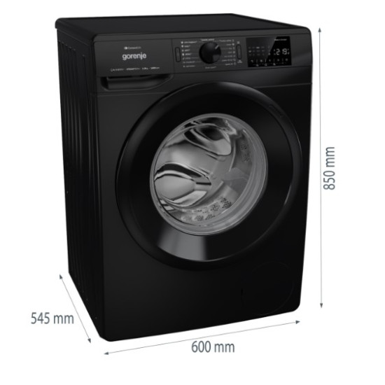 Gorenje WPNEI84A1SW/B elöltöltős mosógép, 8kg, inverter motor, Wifi, gőzfunkció, 60x54.5x85cm, fekete