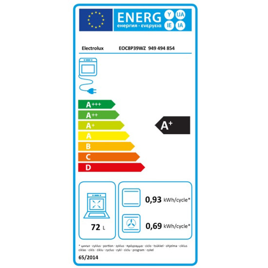 Electrolux EOC8P39WZ beépíthető hőlégkeveréses sütő, 72L, WIFI, 59.6x56.9x59.4 cm, fekete 