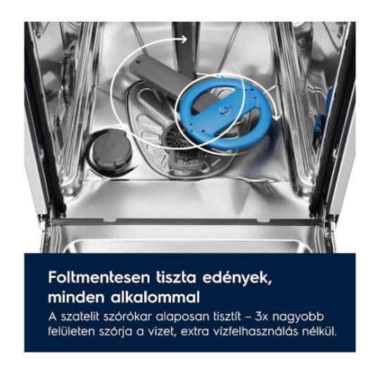 Electrolux ESG43310SX keskeny mosogatógép, 10 terítékes, inverter motor, 3 kosár, automatikus ajtónyitás, 44.6x61.5x85 cm, inox 