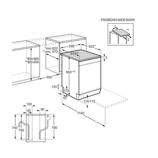 Electrolux ESS47420SX mosogatógép, 13 teríték, inverter motor, inox, 59.8x62.2x85 cm