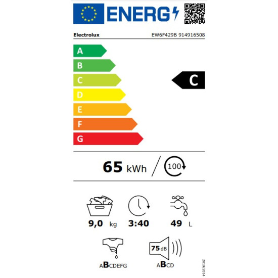 Electrolux EW6F429B elöltöltős mosógép, 9kg, ökoinverter motor, 59.7x65.8x84.7cm