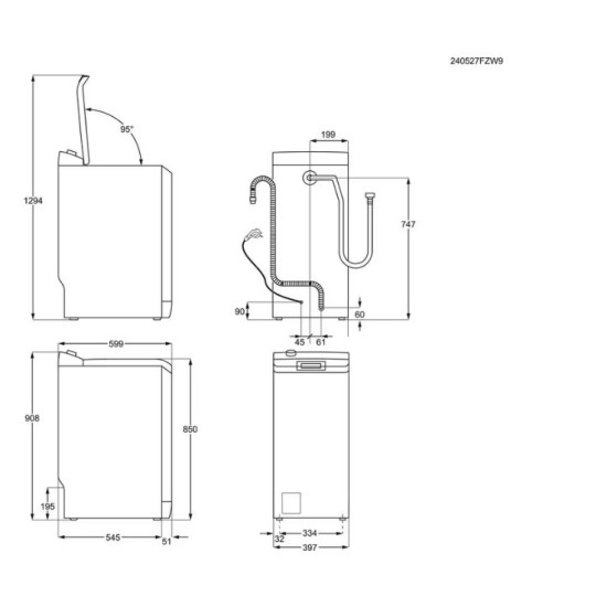 Electrolux EW6TN3062H felültöltős mosógép,6kg,40x60x89cm 