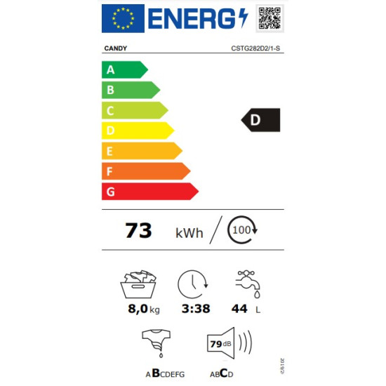 Candy CSTG282D2/1-S felültöltős mosógép, 8kg, Wifi+NFC, 41x60x86cm